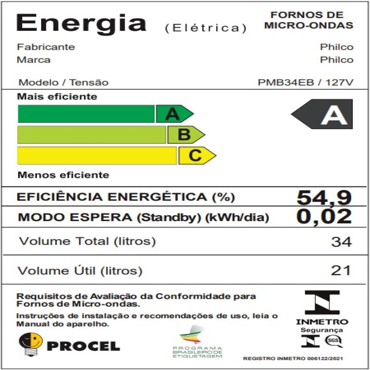 Micro-ondas de Embutir 34L Philco Espelhado 1400W PMB34EB