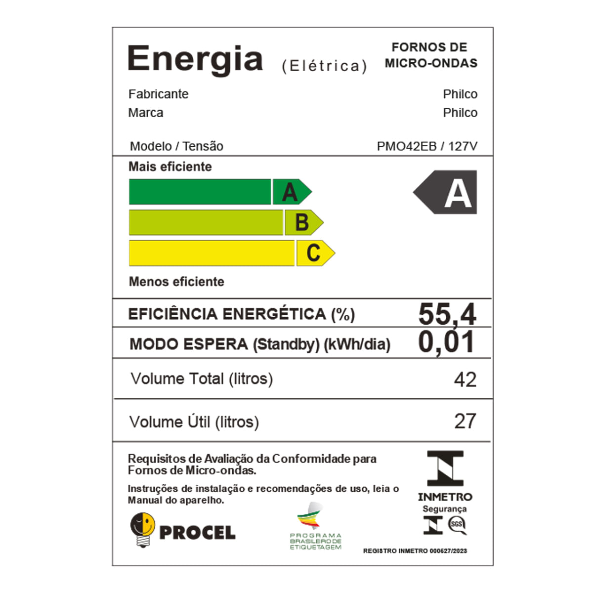 Micro-ondas 42L Philco Jumbo Múltiplas Funções 1560W PMO42EB