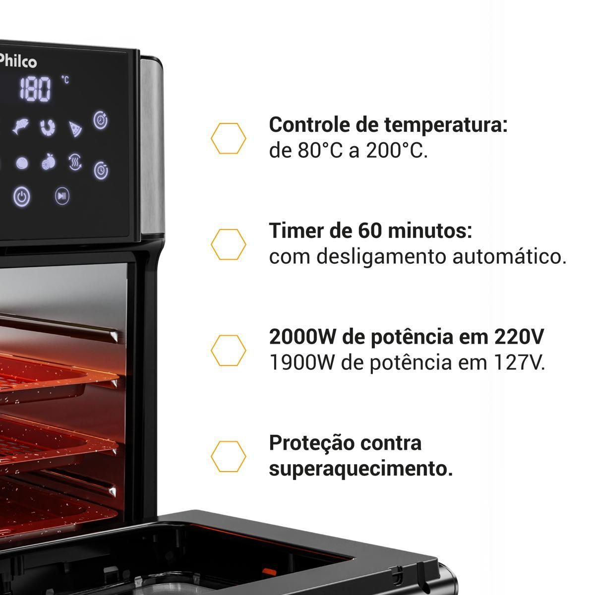 Air Fryer Oven Philco 15L Painel Digital PAF15A